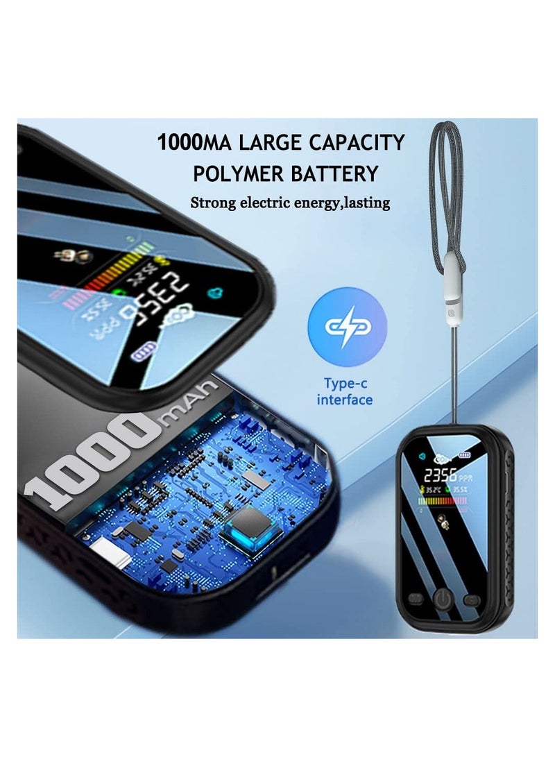 SOLARAE Mini CO2 Detector,  Portable Air Quality Monitor, Multi-Function Temperature Humidity Meter, Air Quality Meter Detects PM2.5, PM10, PM1.0 with Alarm for Home Indoor Travel - Image 3