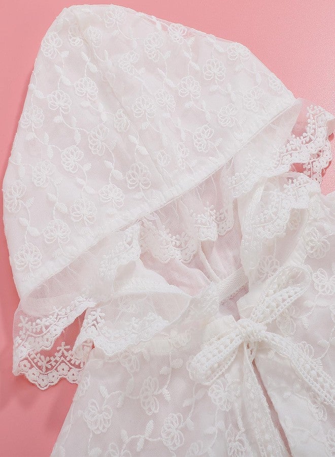 TENDYCOCO Baby Girl Lace Hooded Cloak White Toddler Dress up Cape Double Layer Breathable 0-2 Years Costume - Image 4
