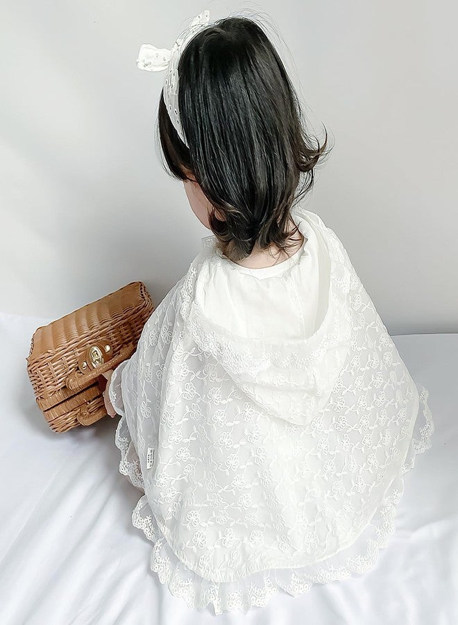 TENDYCOCO Baby Girl Lace Hooded Cloak White Toddler Dress up Cape Double Layer Breathable 0-2 Years Costume - Image 2