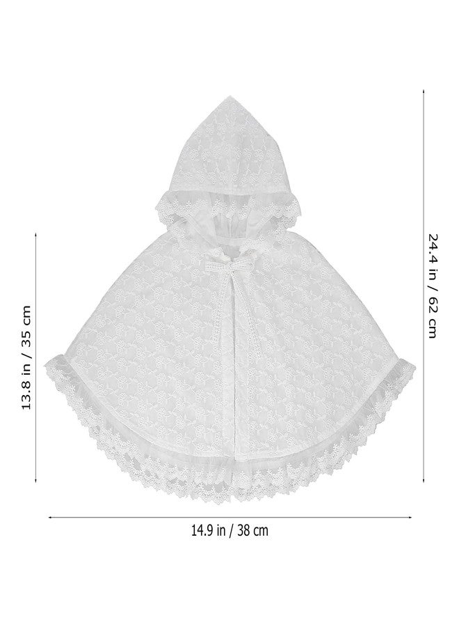 TENDYCOCO Baby Girl Lace Hooded Cloak White Toddler Dress up Cape Double Layer Breathable 0-2 Years Costume - Image 3