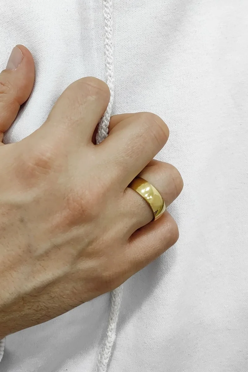 شافين Yellow Ipc Plated Women's Men's Steel Ring DC46