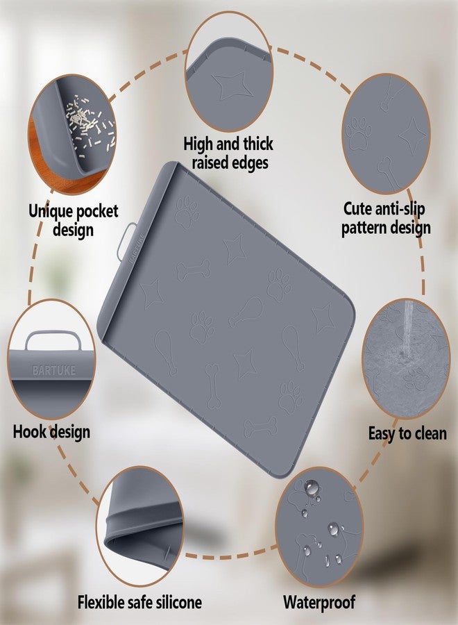 Bartuke Silicone Cat Litter Mat with Collection Pocket, 42" x 28" Large Cat Litter Box Mat Waterproof Anti-Slip Litter Trapping Mat with Edge and Handle Pet Placemat for Floors (Dark Grey) - Image 5