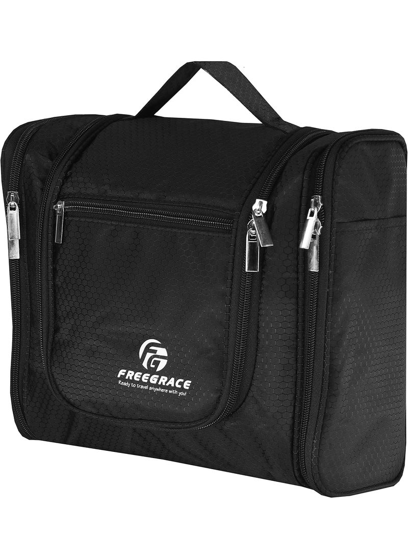 Freegrace Hanging Toiletry Bag Extra Large Capacity | Premium Travel Organizer Bags For Men And Women | Durable Waterproof Nylon Bathroom, Shower, Makeup Bag For Toiletries, Cosmetics, Brushes 