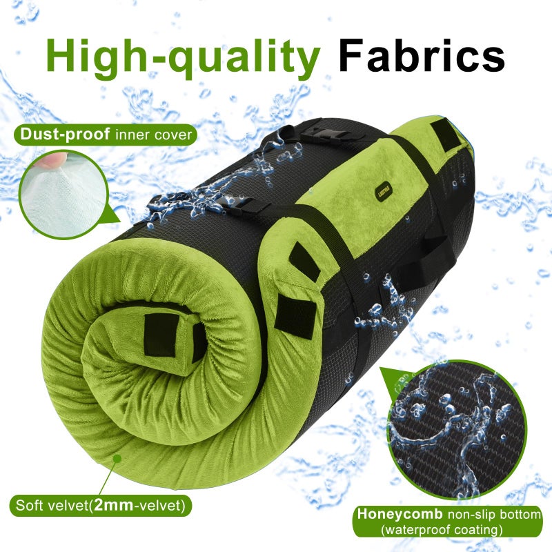 Lxotvae Memory Foam Camping Mattress Pad, Waterproof Sleeping Mat for Car/Tent/Cot, Portable Roll Up Floor Mattress for Guest Sleepover, Cot Pad for Adults with Travel Bag - Image 4