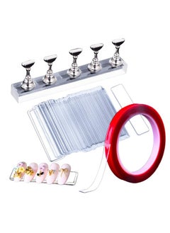 EBANKU EBANKU Acrylic Nail Display Stand Set, 50Pcs Acrylic Nails Holder Stand with 10M Double Sided Tape for Nails Walls, Magnetic Nail Practice Stand Manicure Tools  - Image 1