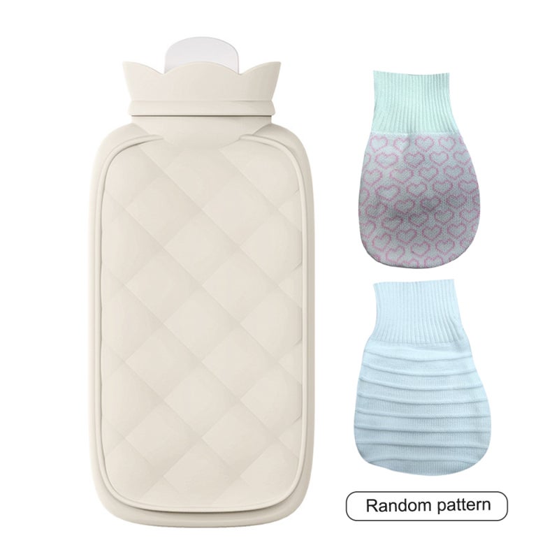 Hot Water Bag: Premium Silicone Material With Long-Lasting Heat Retention - Large Filler Hole Leak-Proof Design Soft Knit Cover for Pain Relief Menstrual Cramps Winter Sleep Warm Hands - Image 2