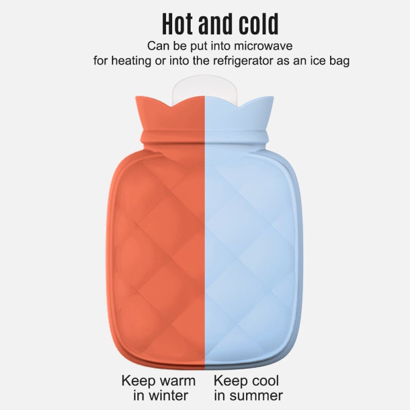 Hot Water Bag: Premium Silicone Material With Long-Lasting Heat Retention - Large Filler Hole Leak-Proof Design Soft Knit Cover for Pain Relief Menstrual Cramps Winter Sleep Warm Hands - Image 4