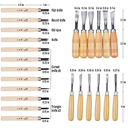 WAYCOM 24PCS Wood Knife Kit Set Wood Carving Kit,Professional Chisel Set, including Small, Middle, Large size (24PCS) - Image 2