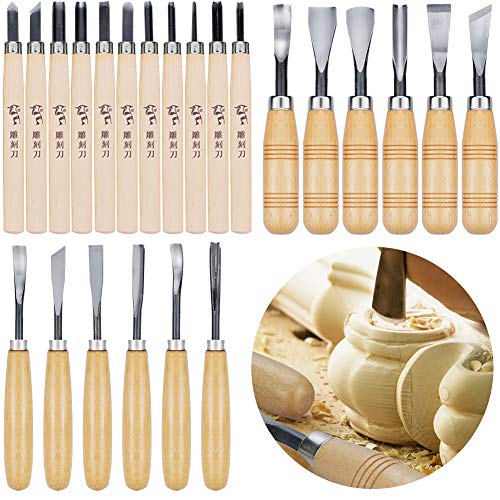WAYCOM 24PCS Wood Knife Kit Set Wood Carving Kit,Professional Chisel Set, including Small, Middle, Large size (24PCS) - Image 1