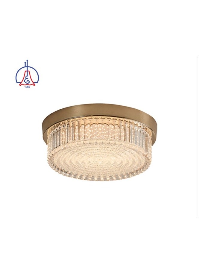 AL SALHIYA LIGHTING - LED Acrylic Ceiling Light , Clear Acrylic With Crystal Diffuser , Iron Base,Gold  (TRICOLOR-CCT Slide Switch in Driver) D 22cm - Image 1