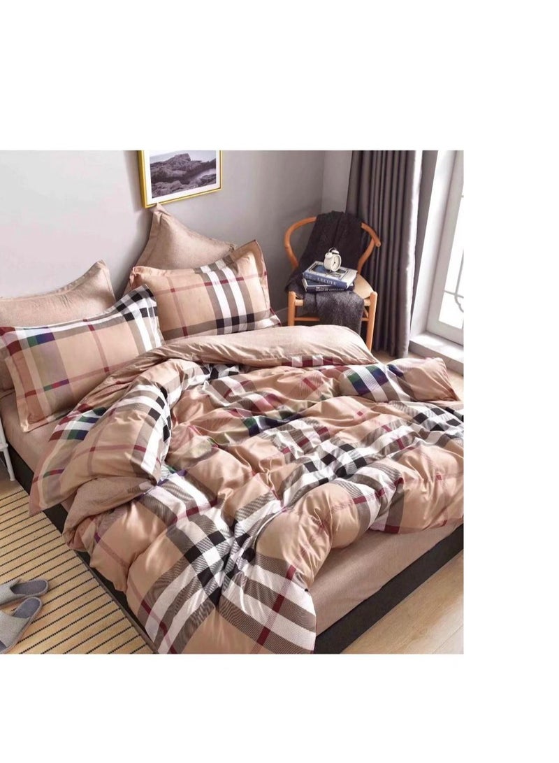 BAIG Embrace king comforter set 6pcs set glazed cotton king size 1-PC fitted bedsheet 200 * 200cm,1-PCS comforter 220 * 240 fixed, 4PCS super soft pillowcases 