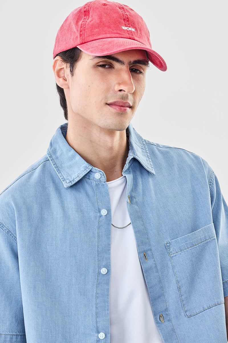 SNITCH Light Blue Solid Half Sleeve Relaxed Shirt - Image 3