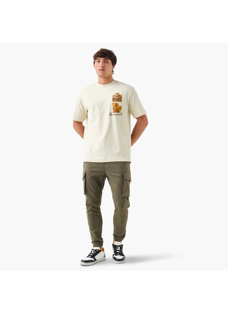 اس بي كاركترز Van Gogh Print T-shirt with Crew Neck and Short Sleeves