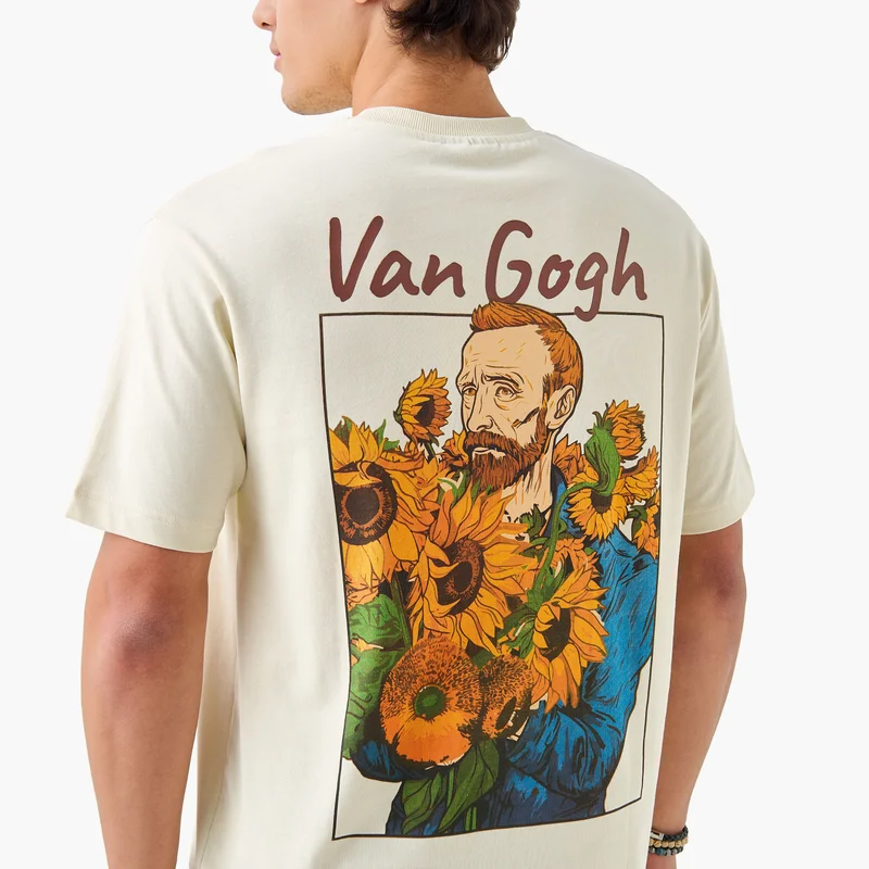 SP Characters Van Gogh Print T-shirt with Crew Neck and Short Sleeves