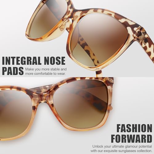 The Fresh Women's Polarized Fashion Tip Pointed Cateye Sunglasses - Gift Box Package (7414P02-Demo/Brown, Brown) - Image 3