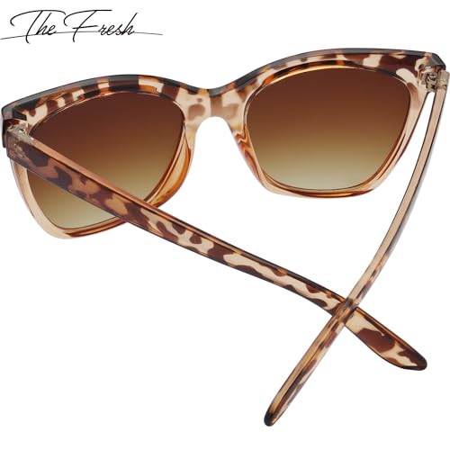 The Fresh Women's Polarized Fashion Tip Pointed Cateye Sunglasses - Gift Box Package (7414P02-Demo/Brown, Brown) - Image 4