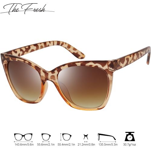 The Fresh Women's Polarized Fashion Tip Pointed Cateye Sunglasses - Gift Box Package (7414P02-Demo/Brown, Brown) - Image 2