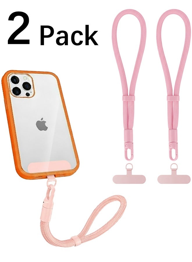 Neyecam 2-Pack Adjustable Phone Wrist Strap with Tether Tabs, Tear-Resistant Polyester Lanyard for Smartphones, Keys, USB – Pink - Image 1