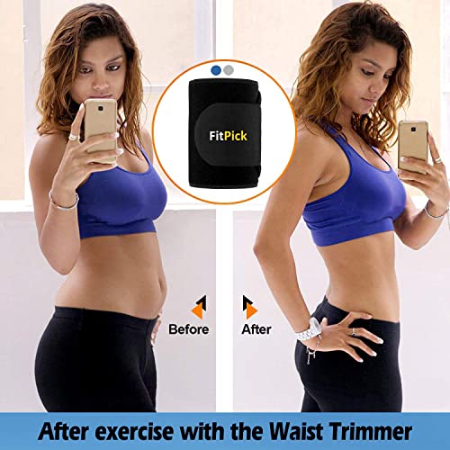 FIT PICK Sweat Belt, Stomach Belt for Women and Men Non-Tearable, Sauna Belt Waist Trainer, Sweat Belt for Men and Women - Black - Image 2