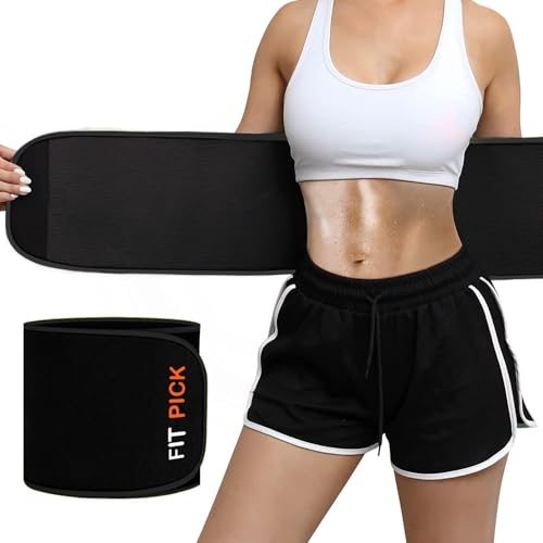 FIT PICK Sweat Belt, Stomach Belt for Women and Men Non-Tearable, Sauna Belt Waist Trainer, Sweat Belt for Men and Women - Black - Image 1