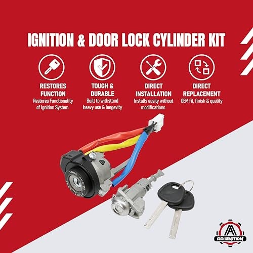 AA Ignition Ignition Lock Cylinder Switch Assembly Replacement by AA Ignition - Left Driver Side - Replaces Parts 81900-1WK00, 81970-2TA00 - Compatible with Kia Vehicles - 2014-2018 Optima, 2013-2017 Rio - Image 2