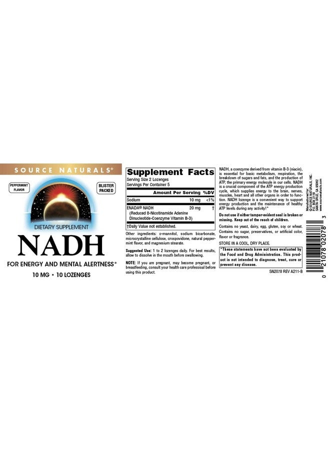 Source Naturals Source Naturals NADH 10mg, Boost Energy and Mental Alertness - 10 Tablets  - Image 4