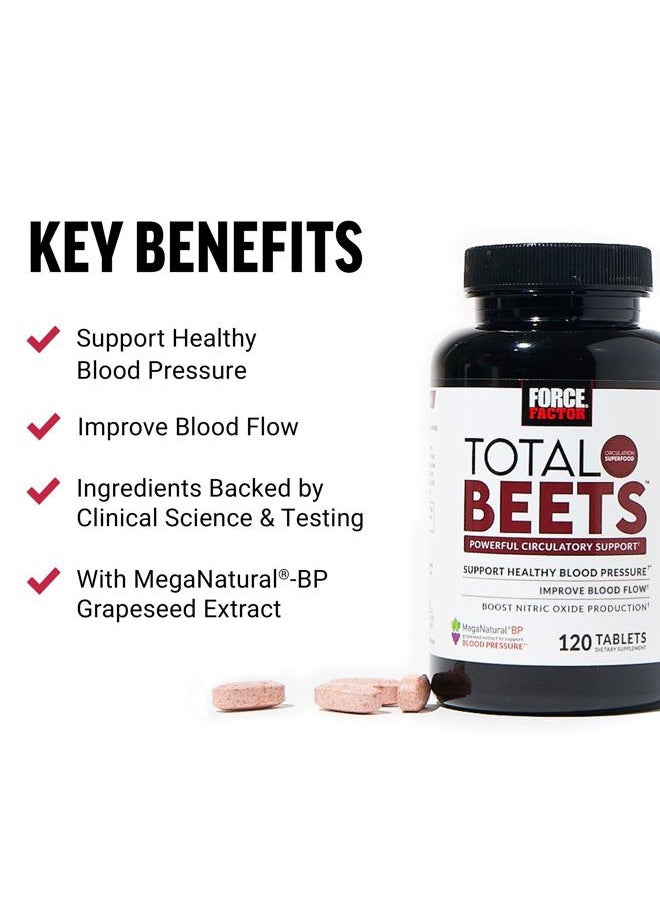 Force Factor Total Beets Nitric Oxide Supplement with Beet Root Powder, Nitrates, Grapeseed Extract for Circulation, Cardiovascular, Heart Health, 240 Tablets, 2 Pack  - Image 2