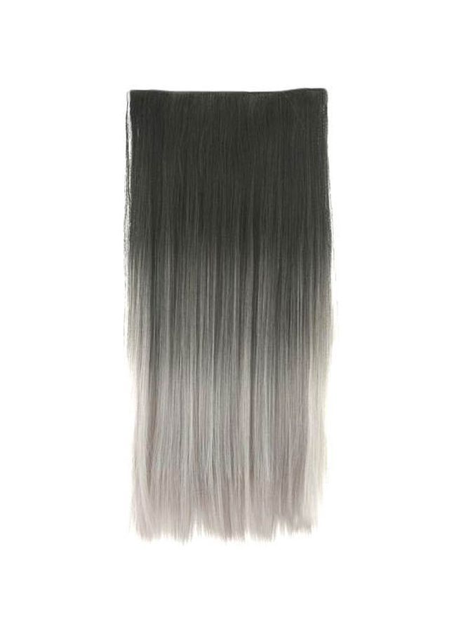 NIBEMINENT Long Straight Clip-In Hair Extension Black/Grey 60cm - Image 1