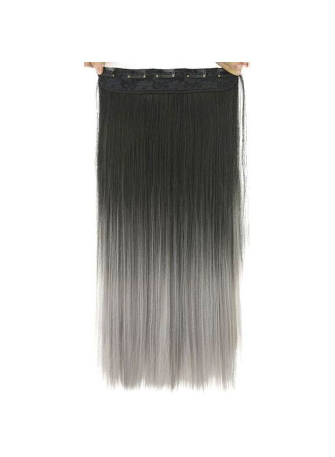 NIBEMINENT Long Straight Clip-In Hair Extension Black/Grey 60cm - Image 2