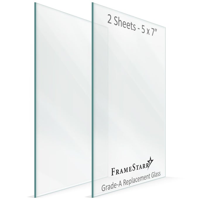 5X7 GLASS CRYSTAL CLEAR 2 PACK REPLACEMENT GLASS FOR 5 X 7 PICTURE FRAMES REAL COVER SHEETS