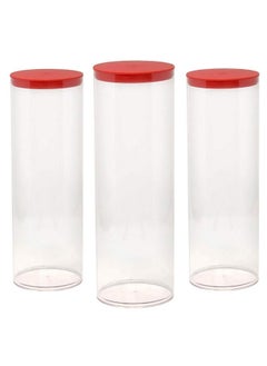 Prestige Import Group 4" X 12.25" Transparent Clear Plastic (Petg) Storage Tubes With Red Lid 4 Pack  - Image 1