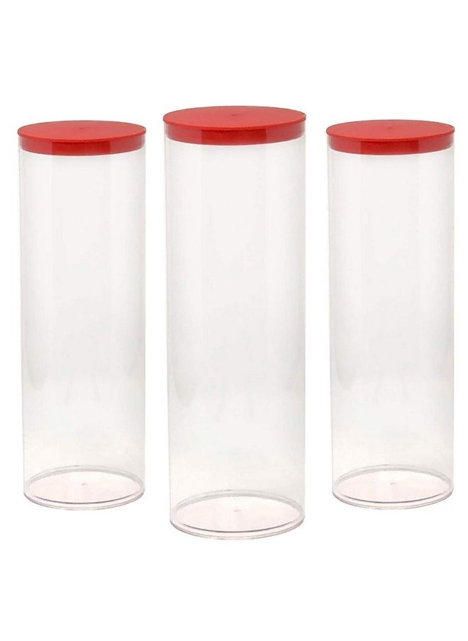 Prestige Import Group - 4" X 12.25" Transparent Clear Plastic (Petg) Storage Tubes With Red Lid 4 Pack - Image 1