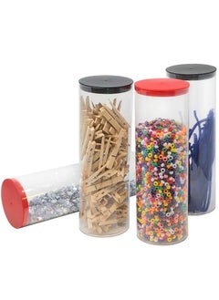 Prestige Import Group 4" X 12.25" Transparent Clear Plastic (Petg) Storage Tubes With Red Lid 4 Pack  - Image 2