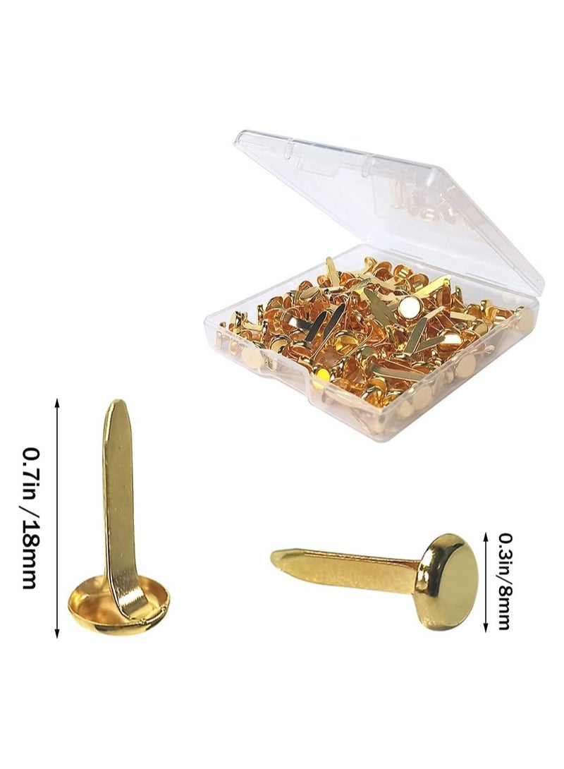 100 Pcs Brass Paper Fasteners 8x17mm Plated Mini Brads for Scrapbooking Crafts DIY Projects - Image 4