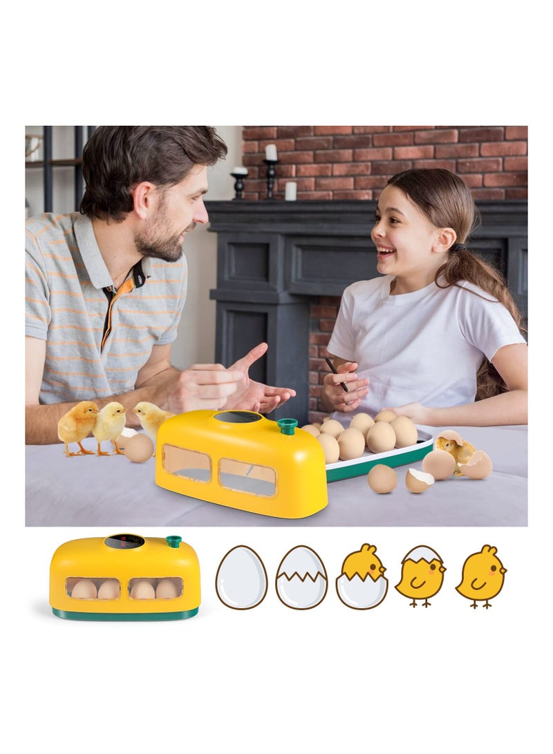 8-Egg Digital Incubator with LED Candler, Temperature & Humidity Control Display - Ideal Educational Tool for Hatching Chicken, Duck, Goose, Quail, and Bird Eggs.