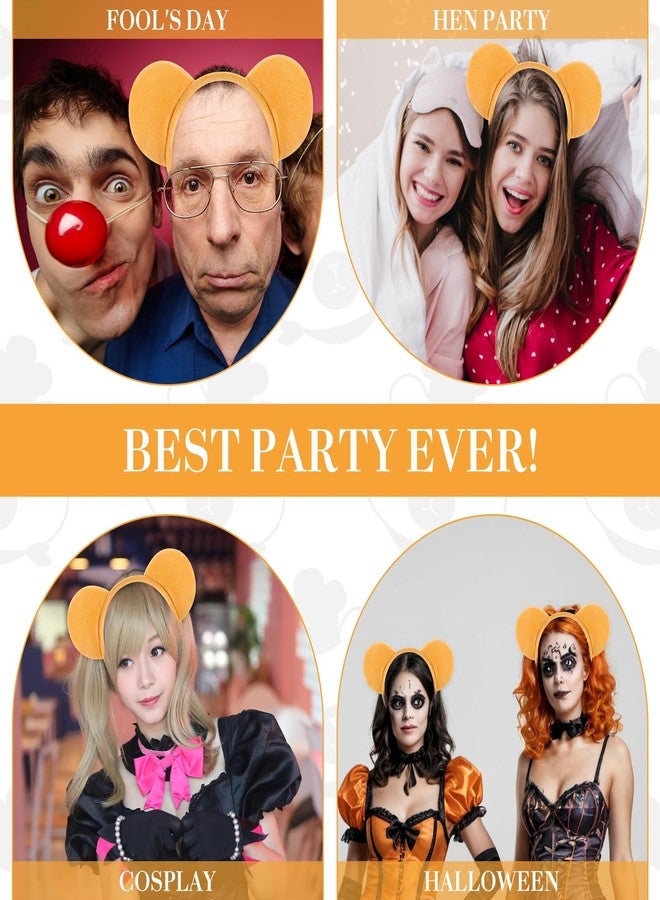 Qianyu Yellow Bear Ears Headband Adult Bear Costume for Halloween Festival Cosplay Party Bear Headband Hairband for Makeup Face Washing Plush Animal Ears Christmas Headbands - Image 3