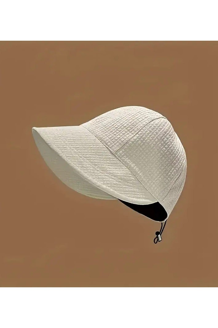 قبعة شمس صيفية نسائية واحدة مع رباط، قبعة واسعة الحواف مريحة وجيدة التهوية للأنشطة الخارجية، قبعة بيج أنيقة، قبعة للشاطئ - Image 4