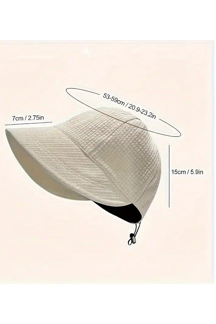 قبعة شمس صيفية نسائية واحدة مع رباط، قبعة واسعة الحواف مريحة وجيدة التهوية للأنشطة الخارجية، قبعة بيج أنيقة، قبعة للشاطئ - Image 5