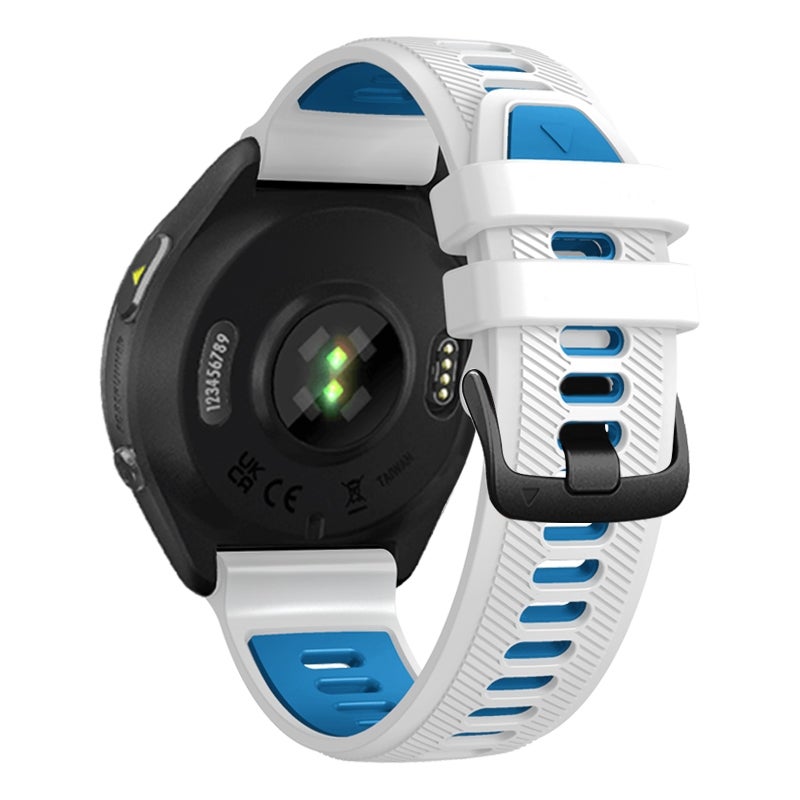 erorex For Garmin Forerunner 965 Two Color Steel Buckle Silicone Watch Band(White Blue) - Image 3
