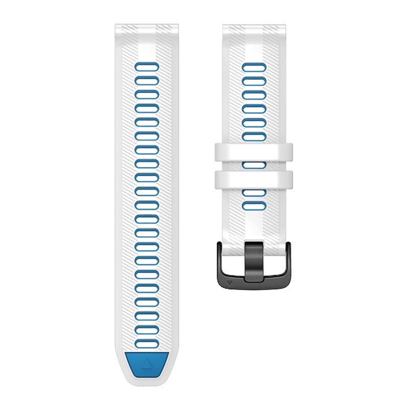 erorex For Garmin Forerunner 965 Two Color Steel Buckle Silicone Watch Band(White Blue) - Image 4