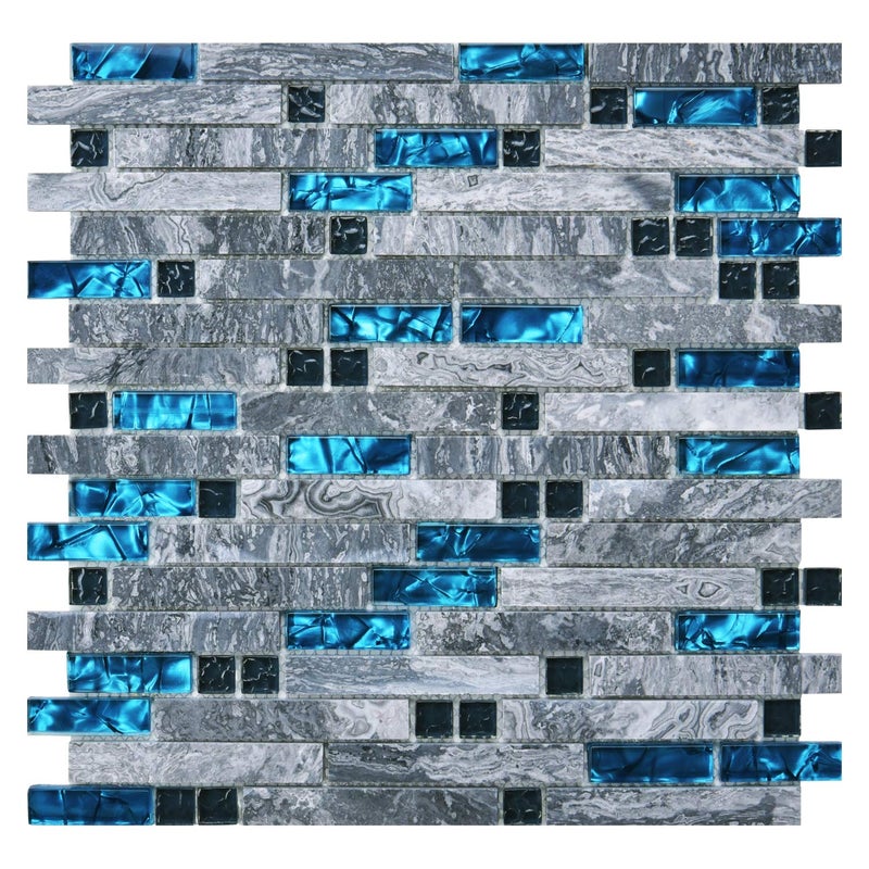 Art3d grout Decorative Tile, Blue/Gray, Glass, for Kitchen Backsplash or Bathroom Backsplash (5 Pack) - Image 1