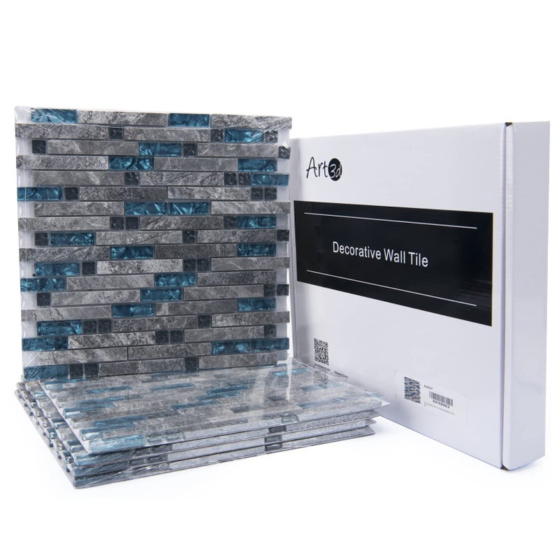 Art3d grout Decorative Tile, Blue/Gray, Glass, for Kitchen Backsplash or Bathroom Backsplash (5 Pack) - Image 4