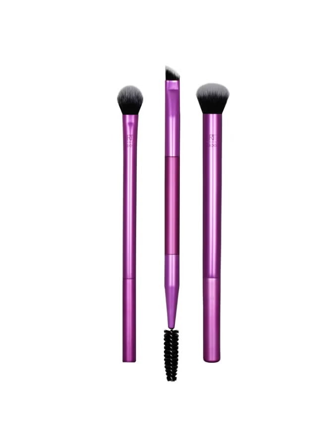 Eye Shade + Blend Makeup Brush Set with Brow Spoolie, 3 Pieces - Image 1