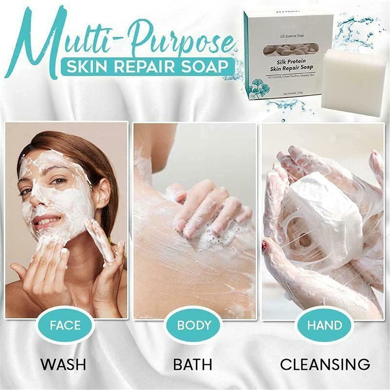 woobles Goat Milk Soap,Skin Lightening Soap,Silk Protein Skin Repair Soap,Silk Protein Essence Soap,Super Long Brushed Oil Control Cleansing Soap Net Acne Moisturizing Repair (1 Pcs) - Image 5