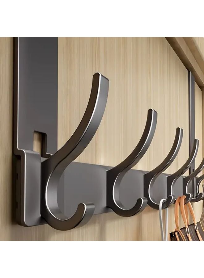 Gray 7 Hooks Wall Mounted Clothes Rack Strong Adhesive No Drill Space Saving Organizer - Image 5