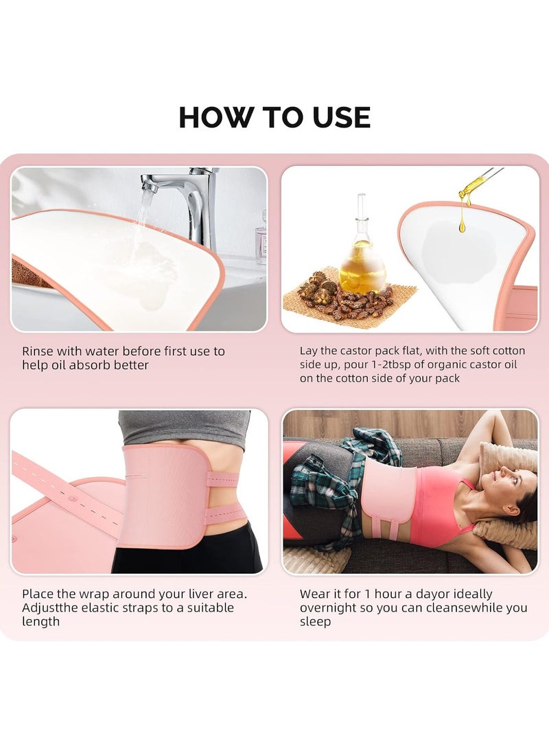 بيوينتي 2Pack Reusable Castor Oil Pack Wrap, Reusable Organic Castor Oil Pack Kit for Liver Detox, Insomnia, and Inflammation, Less Mess, Comfort Sleep Fit, Adjustable Elastic Strap, Anti Oil Leak - Image 4
