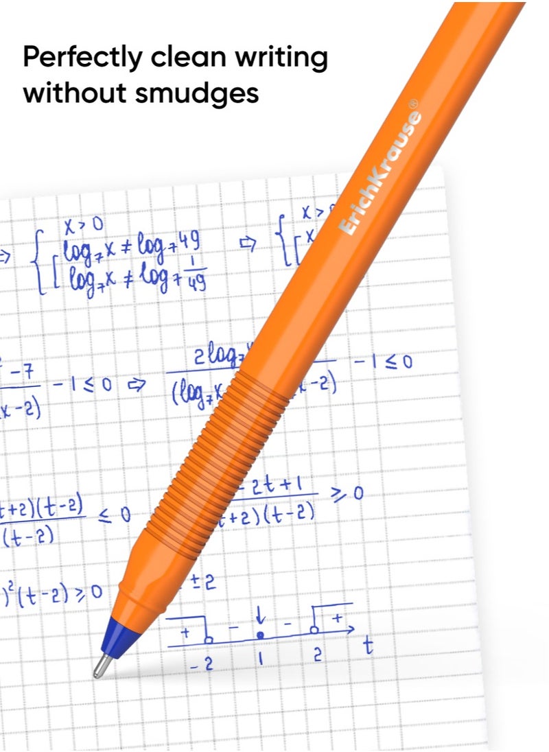 ErichKrause - Set of 3 ballpoint pens U-108 Stick Orange 1.0, Ultra Glide Technology, ink color: blue (in polybag) - Image 1