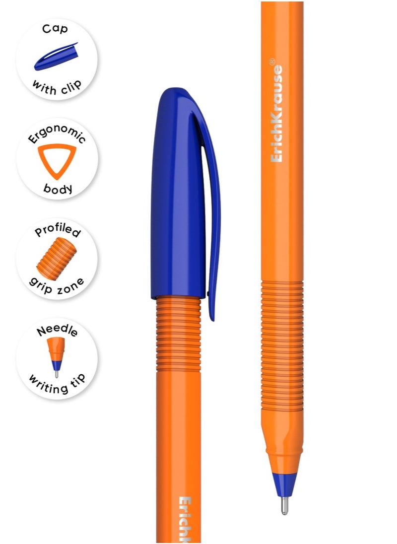 ErichKrause - Set of 3 ballpoint pens U-108 Stick Orange 1.0, Ultra Glide Technology, ink color: blue (in polybag) - Image 1