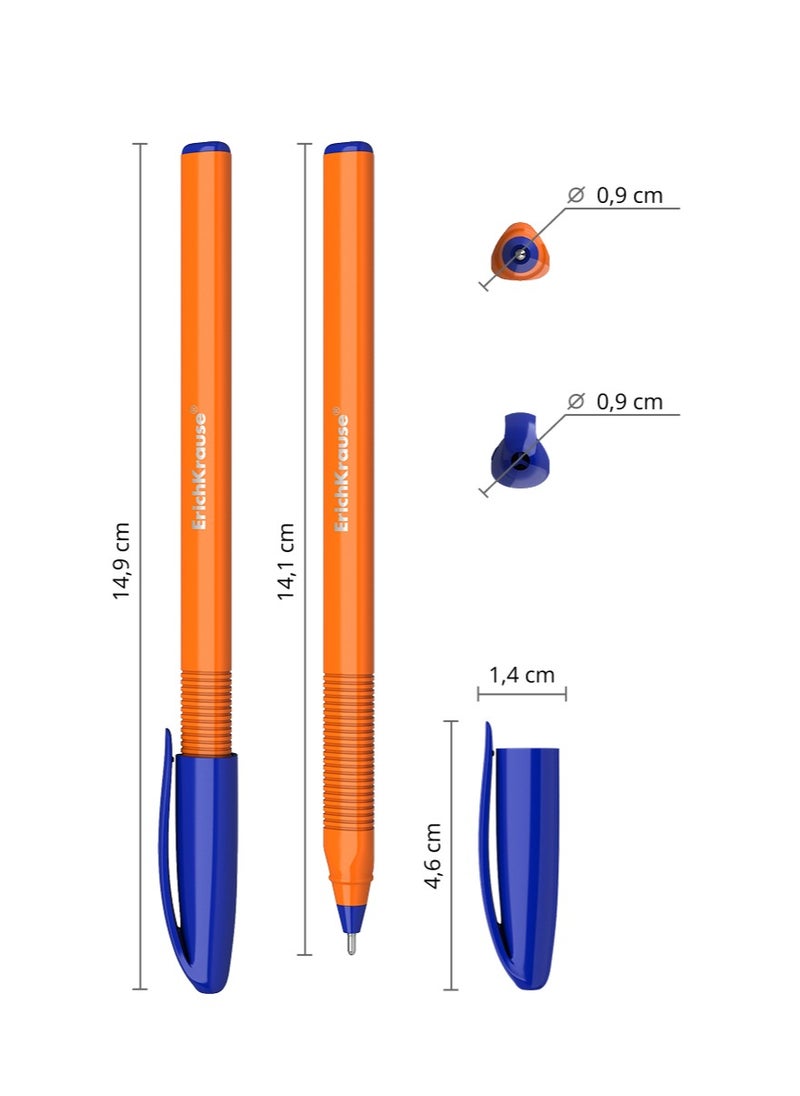 ErichKrause - Set of 3 ballpoint pens U-108 Stick Orange 1.0, Ultra Glide Technology, ink color: blue (in polybag) - Image 1