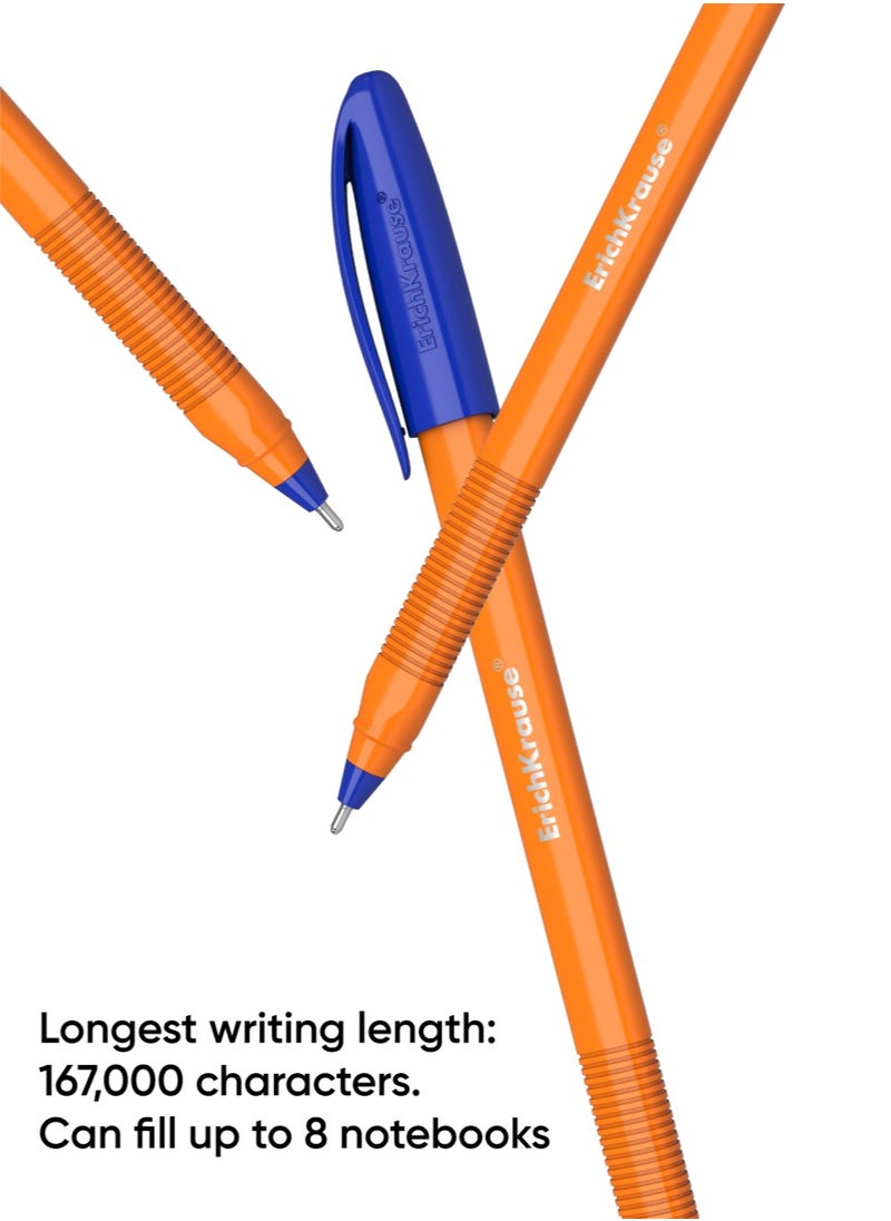 ErichKrause - Set of 3 ballpoint pens U-108 Stick Orange 1.0, Ultra Glide Technology, ink color: blue (in polybag) - Image 1